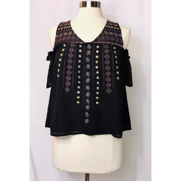 Abercrombie & Fitch Tops - -N/A-A&F Embroidered Cold Shoulder Chiffon Blouse XS